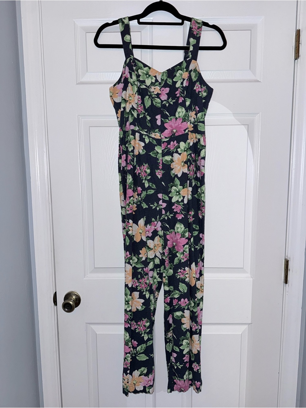 Old Navy Navy Floral Wide-Strap Jumpsuit with Pink & Cream Blooms
